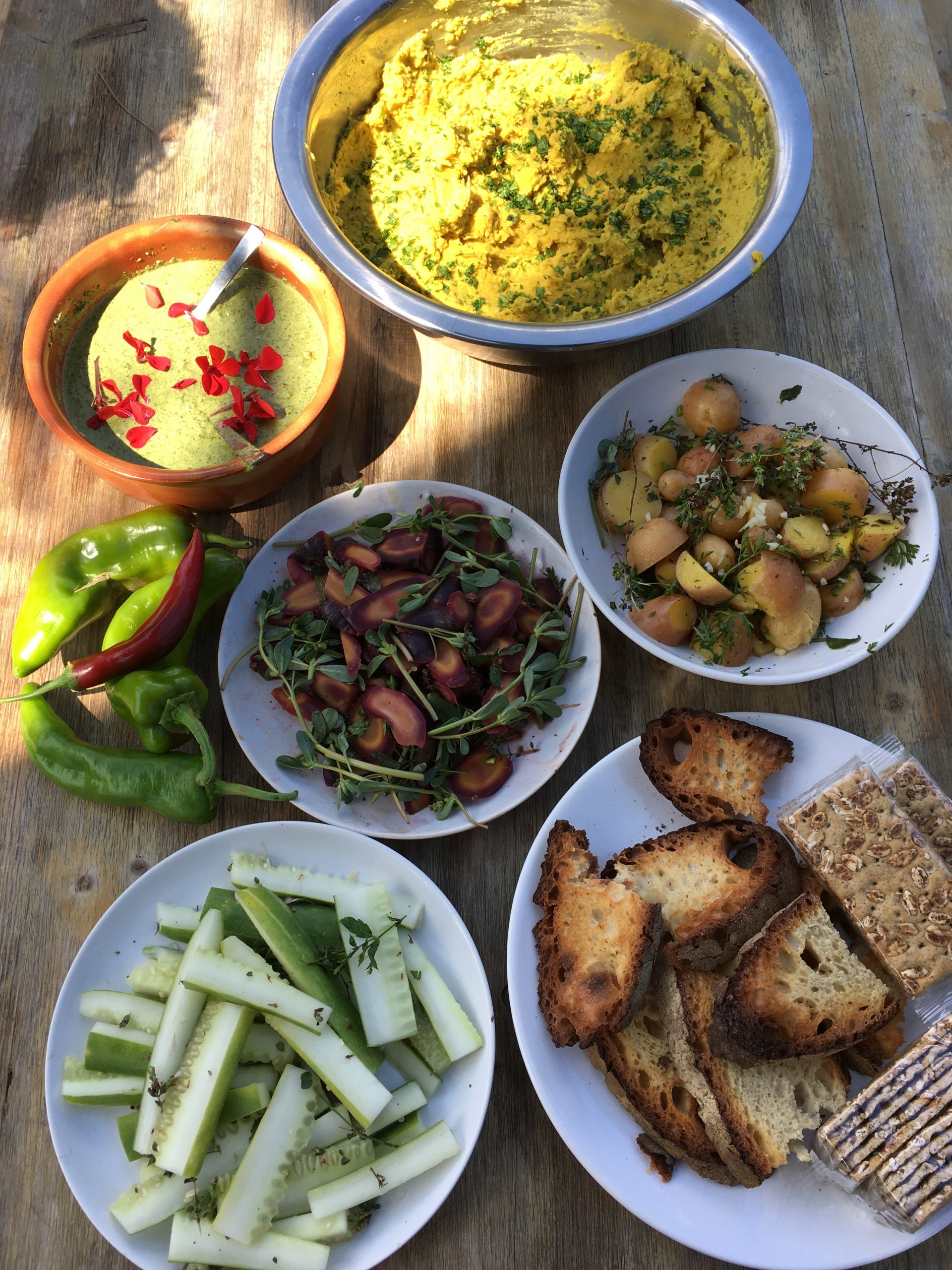 A garden-to-table vegan meal